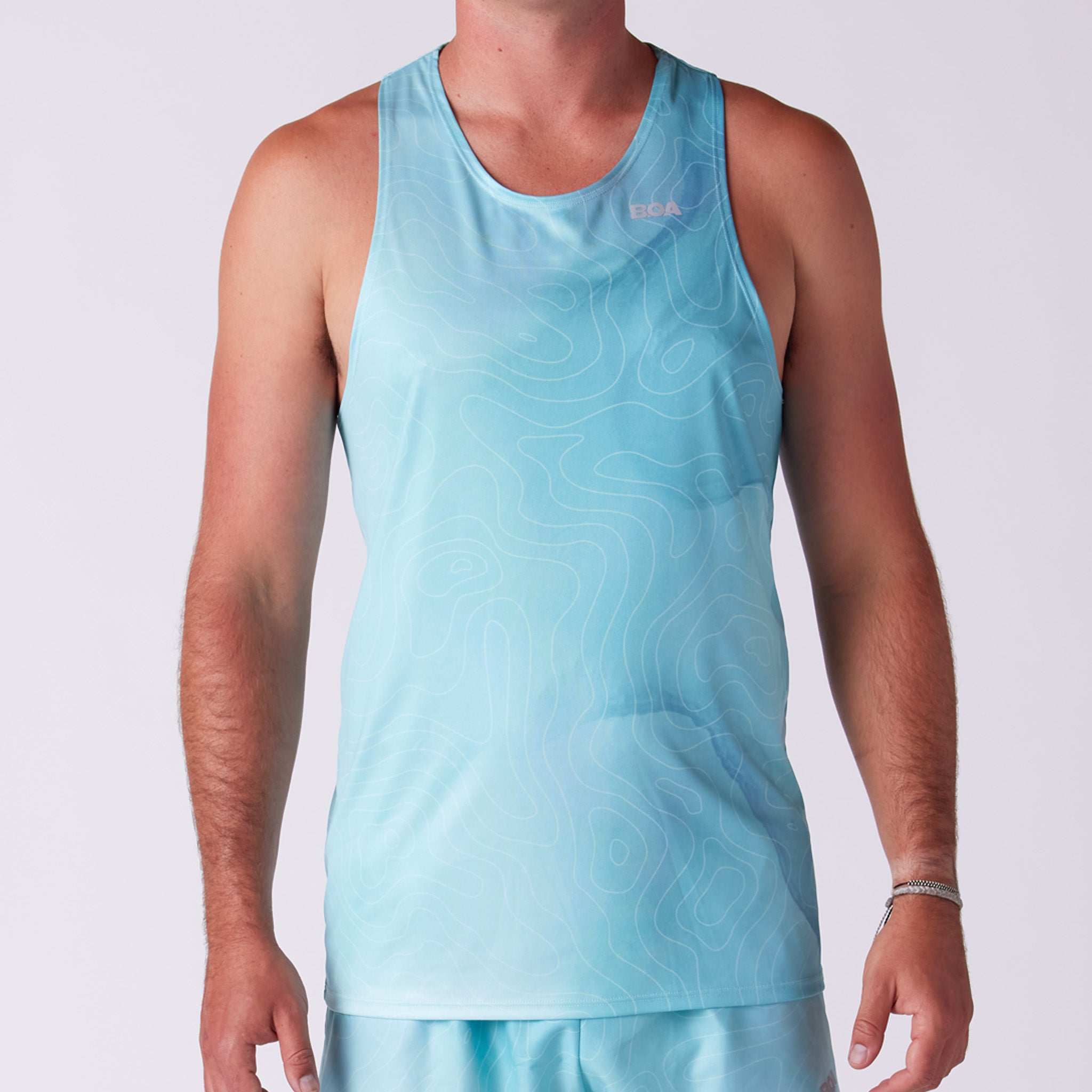 Men's Competitor Lite Printed Singlet - Topographic