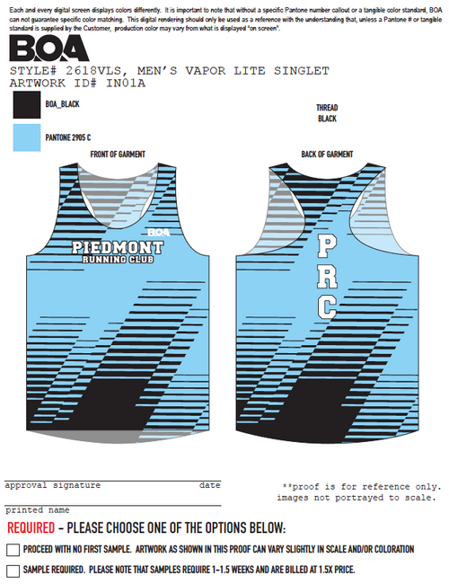 Men's Vapor Lite Racing Singlet - IN01A-INTER PIEDMONT