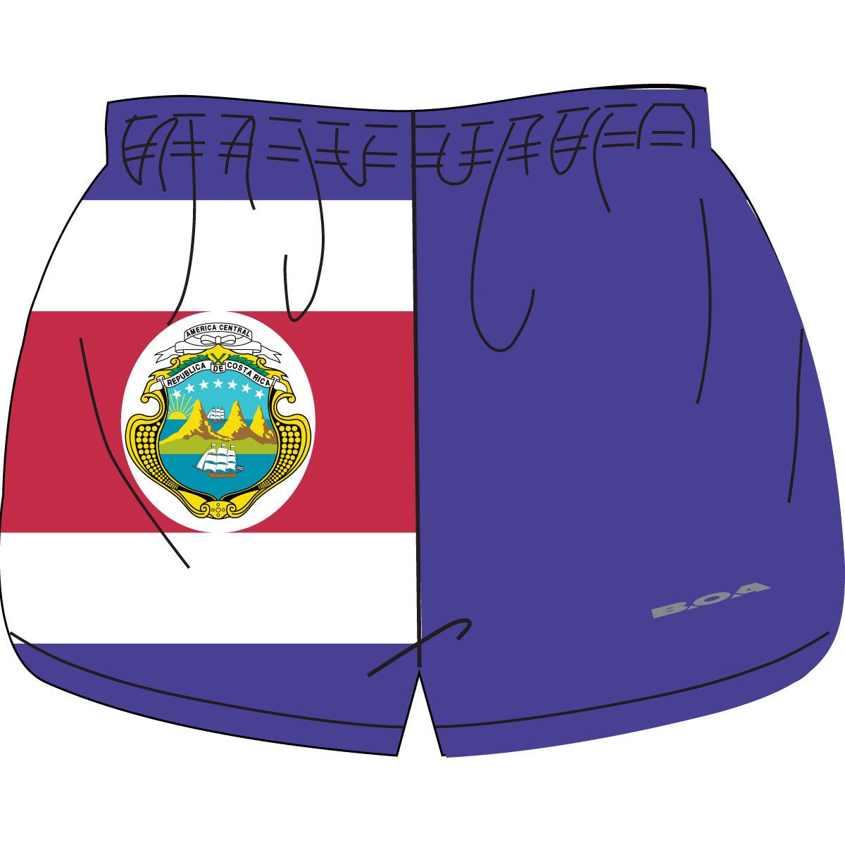 Men's Flag 1" Elite Split Shorts - Costa Rica