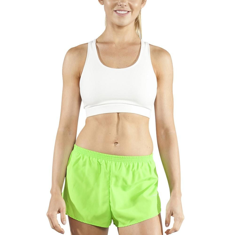 Women's Solid 1" Elite Split Shorts - Neon Lime