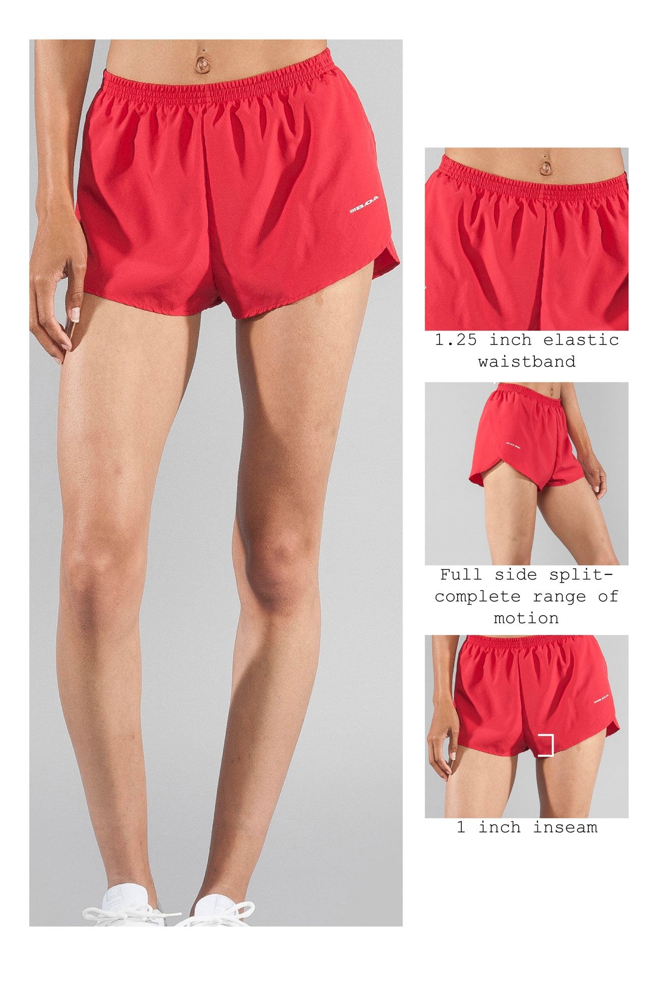 Women's Solid 1" Elite Split Shorts - Red