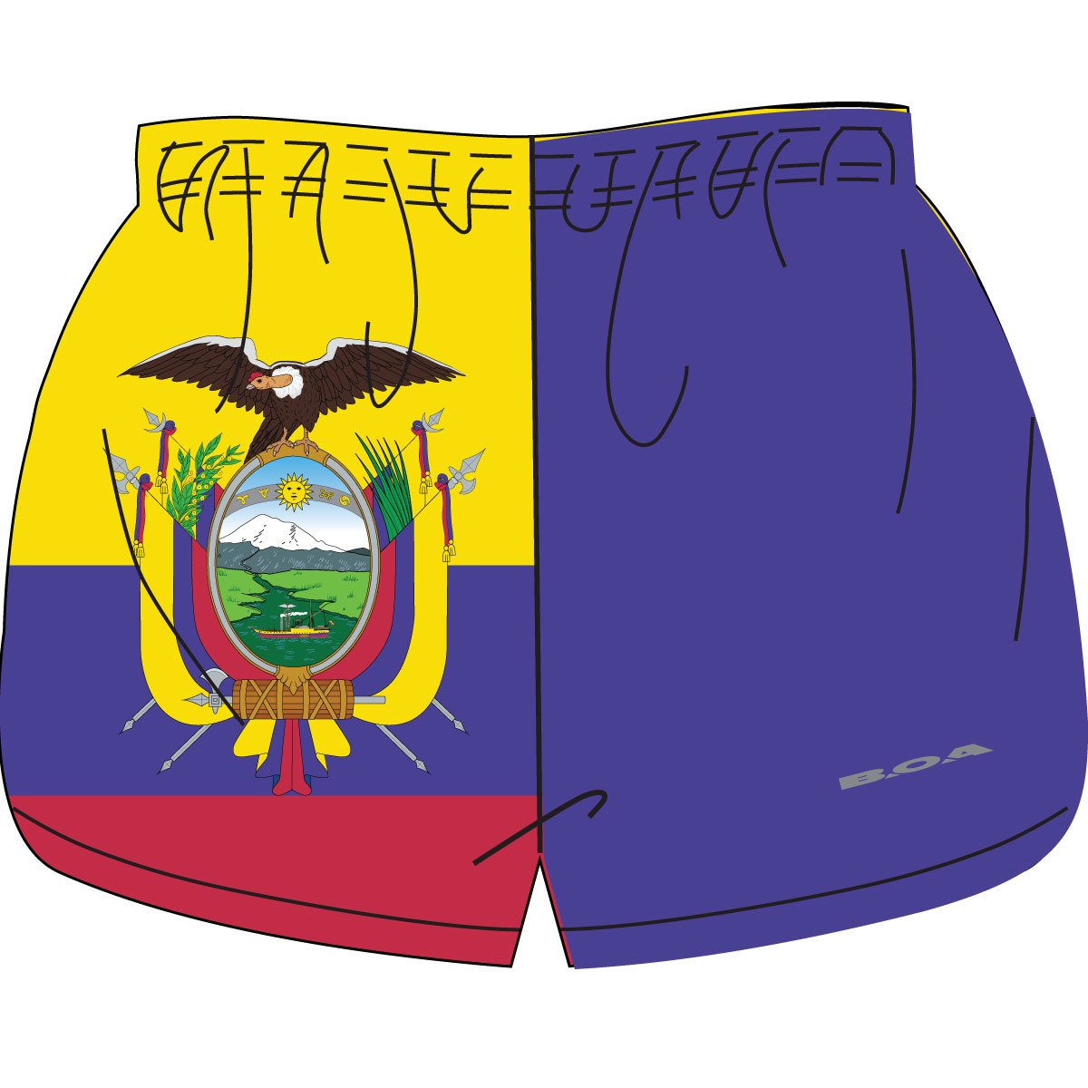 Women's 1" Elite Split Flag Shorts - Ecuador