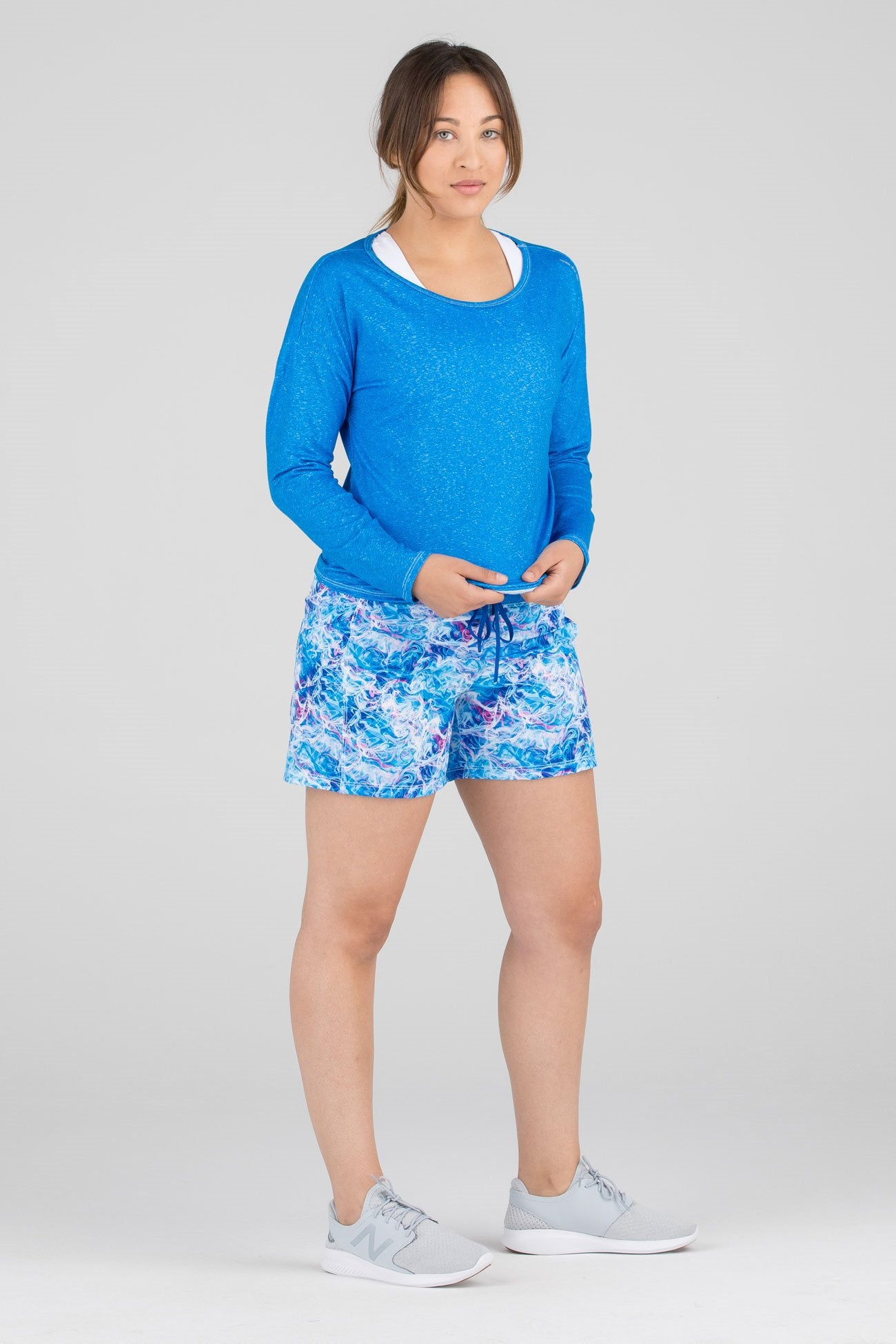 Women's Printed Hypersoft L/S Running Shirt - Cypher Blue