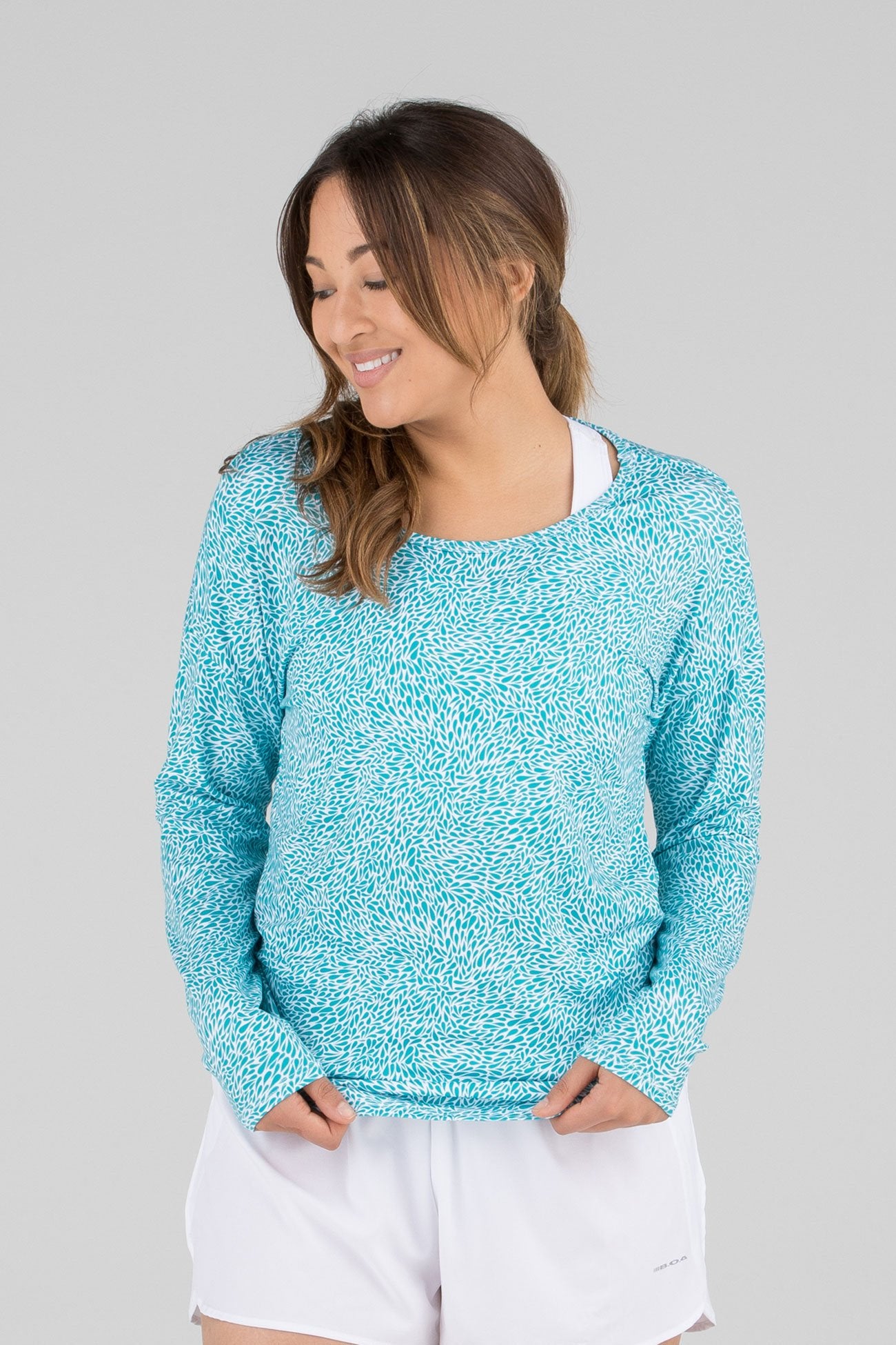 Women's Printed Hypersoft L/S Running Shirt - Petals Sea Green