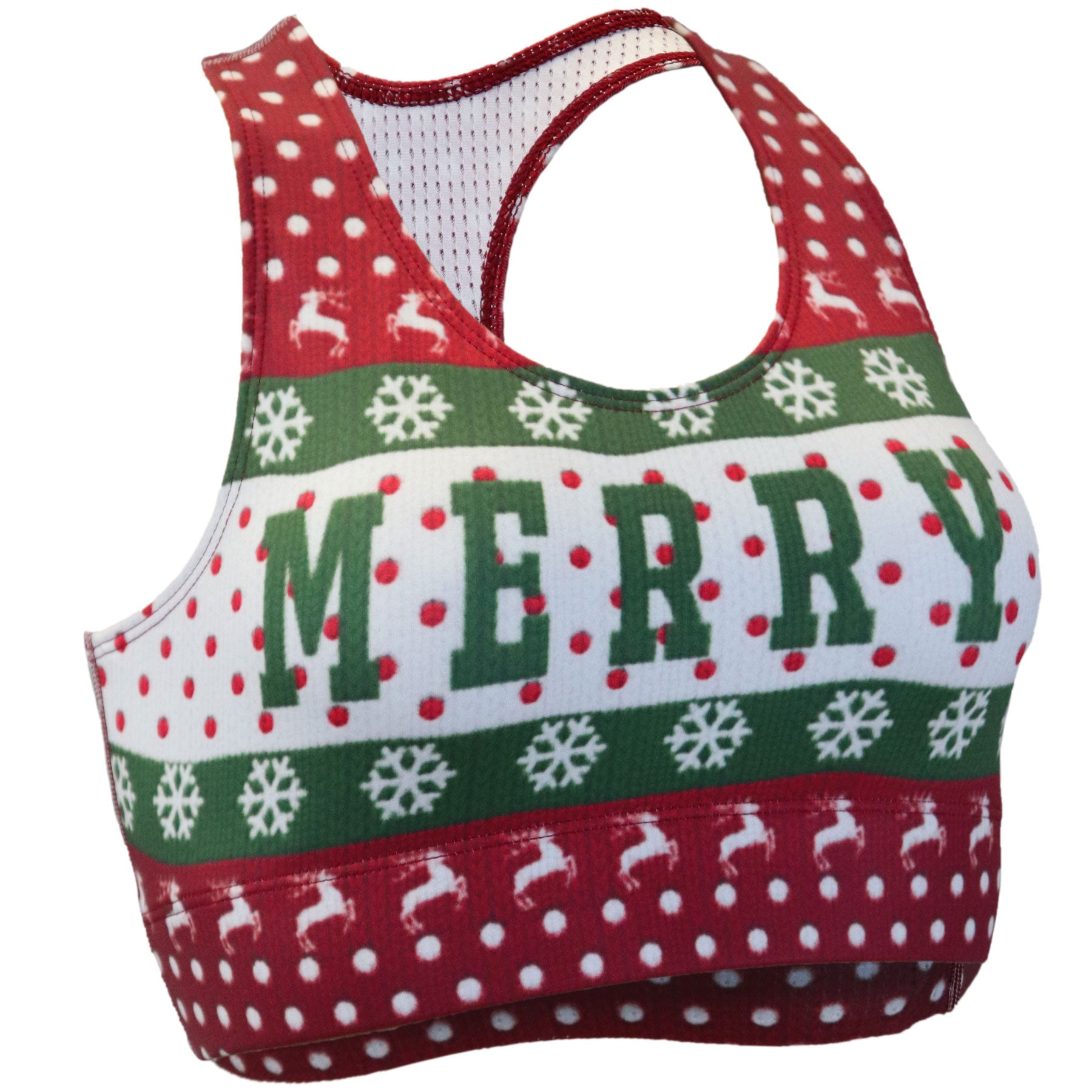 Women's Sports Bra Red Ugly Christmas Red/Green/White