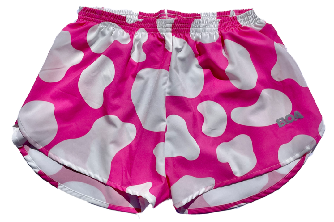 Women's Printed 1" Elite Split Shorts - Moo Pink